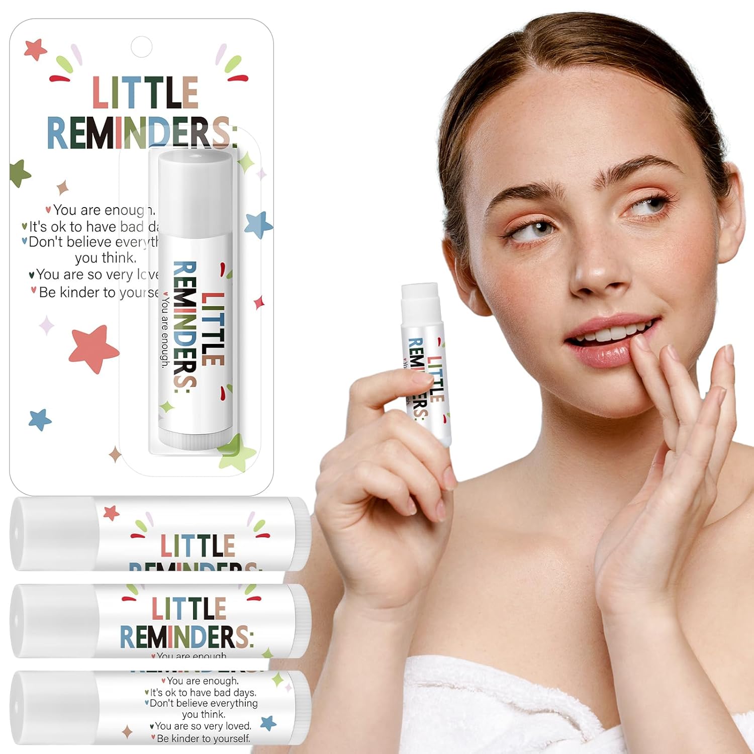 30 Pack Christmas Employee Appreciation Gift Lip Balms Bulk Staff Teacher Team Volunteer Thank You Gift Thanksgiving Christmas Appreciation Party Favor for Women Men(Little Reminders,Colorful)