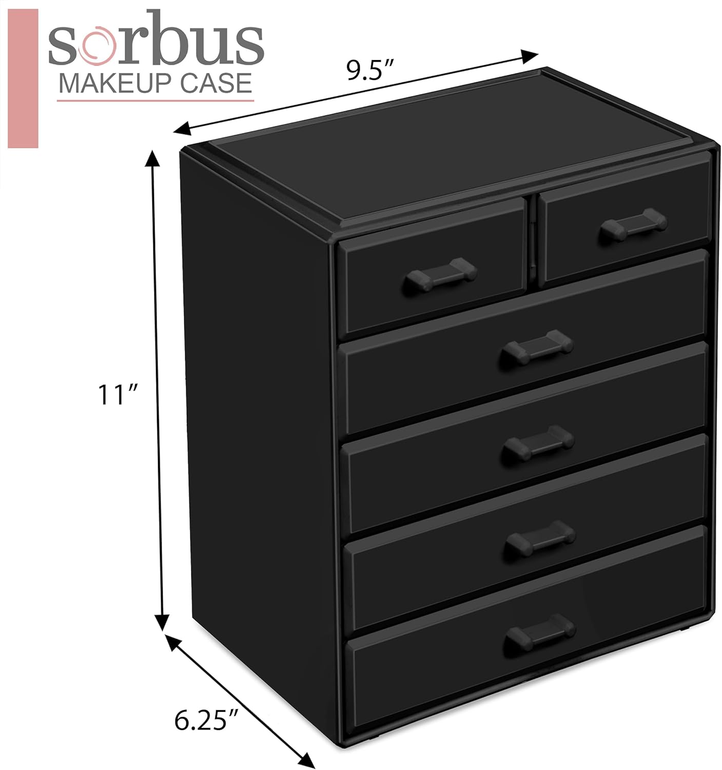 Sorbus Acrylic Makeup Organizer - Organization and Storage Case for Cosmetics Make Up & Jewelry - Large Makeup Organizer for Vanity, Bathroom, College Dorm, Closet, Desk (4 Large, 2 Small Drawers)