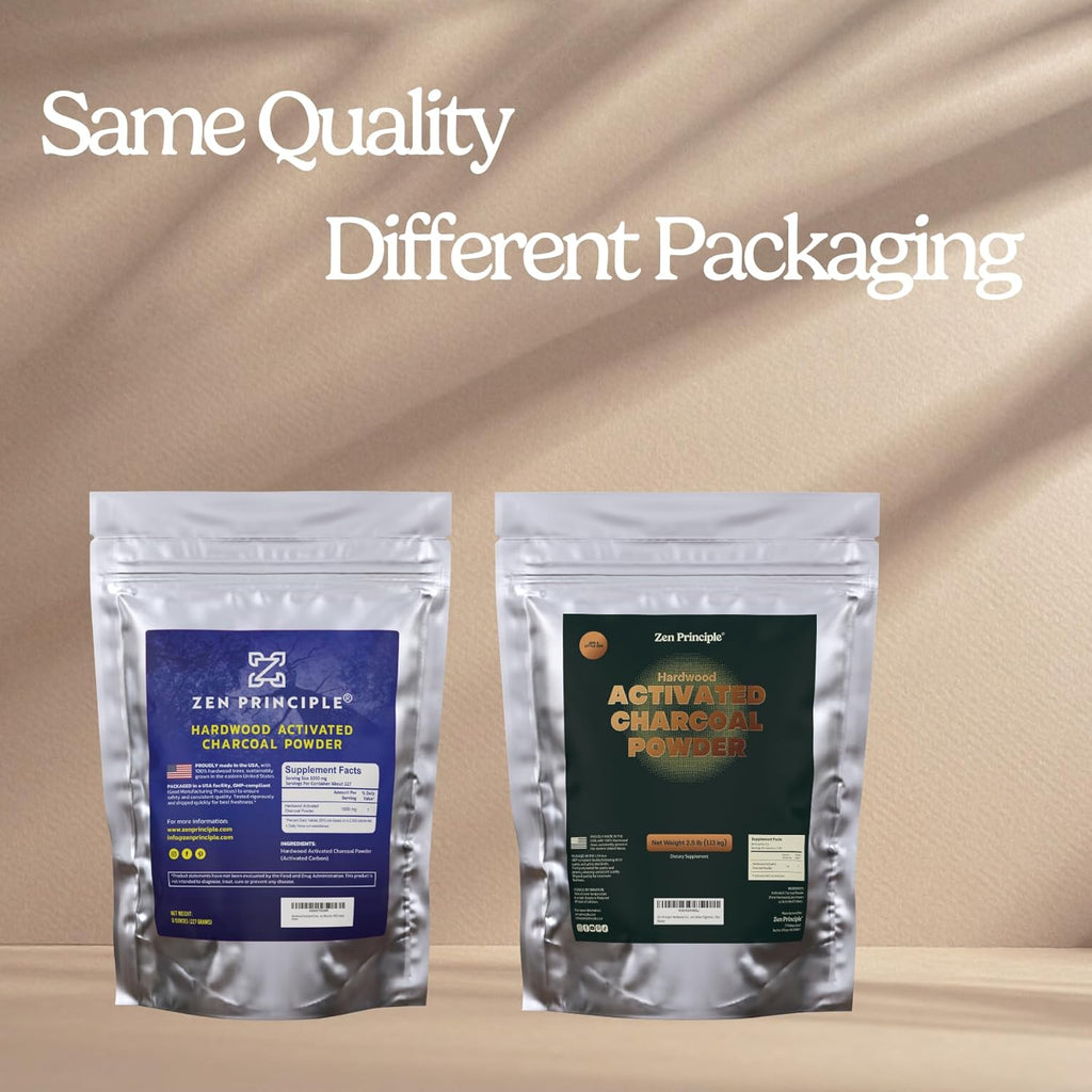 Zen Principle Hardwood Activated Charcoal Powder 100 Percent from USA Trees. All Natural. Whitens Teeth, Rejuvenates Skin and Hair, Supports Better Digestion, 8 oz.