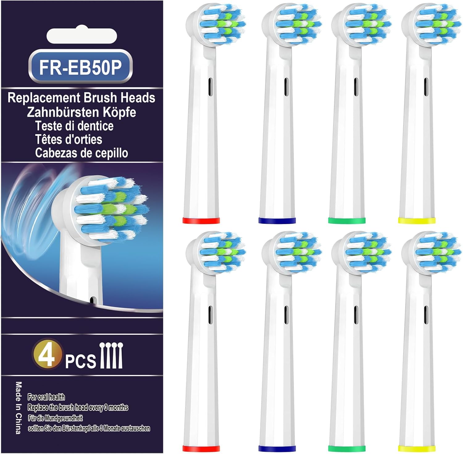 Replacement Toothbrush Heads Compatible with Braun Oral B Pro 1000/7000/9600/5000/3000/8000, Genius X and Smart 1500 Electric Toothbrush, 8 Pcs Accurate Cleaning Brush Heads (White)