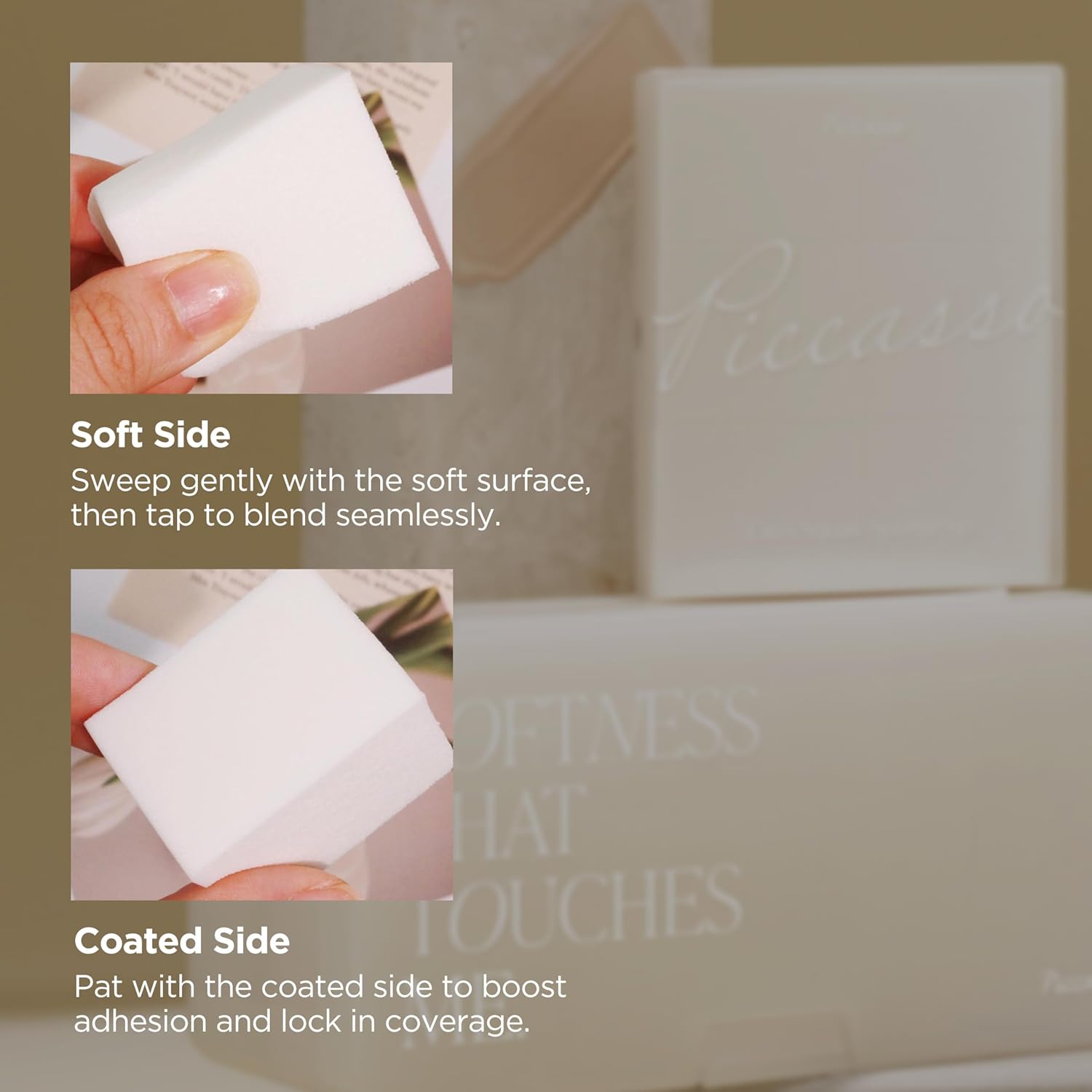 Piccasso Latex Square Makeup Sponges 6P – High Elastic Face Sponges for Foundation, Soft Square Sponges for Makeup, Perfect for Detailed Coverage & Smooth, Seamless Application