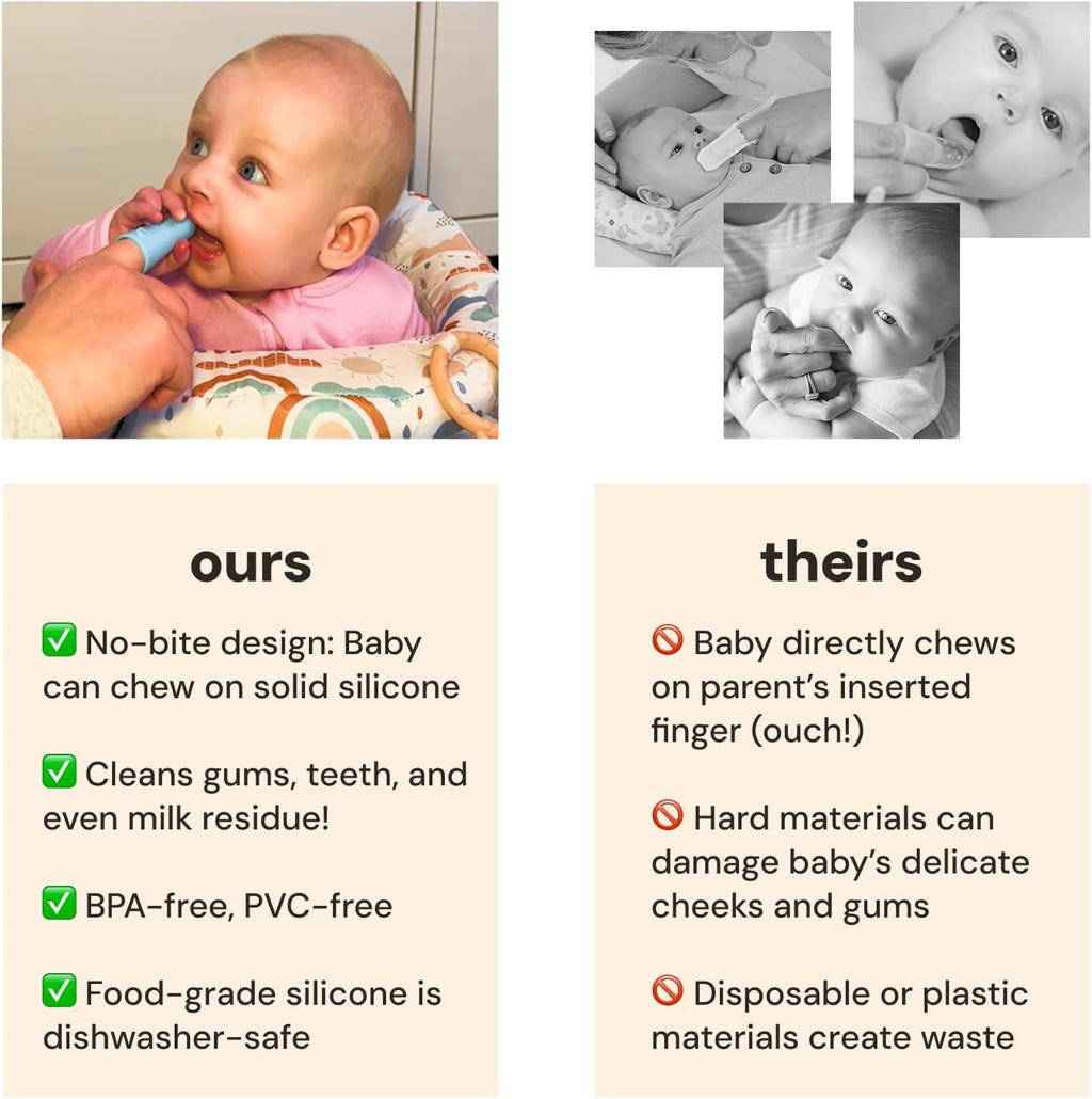 oogiebear Baby Finger Brush & Tongue Scraper - Gentle Oral Care, Soft Silicone, BPA-Free, for Infants & Toddlers