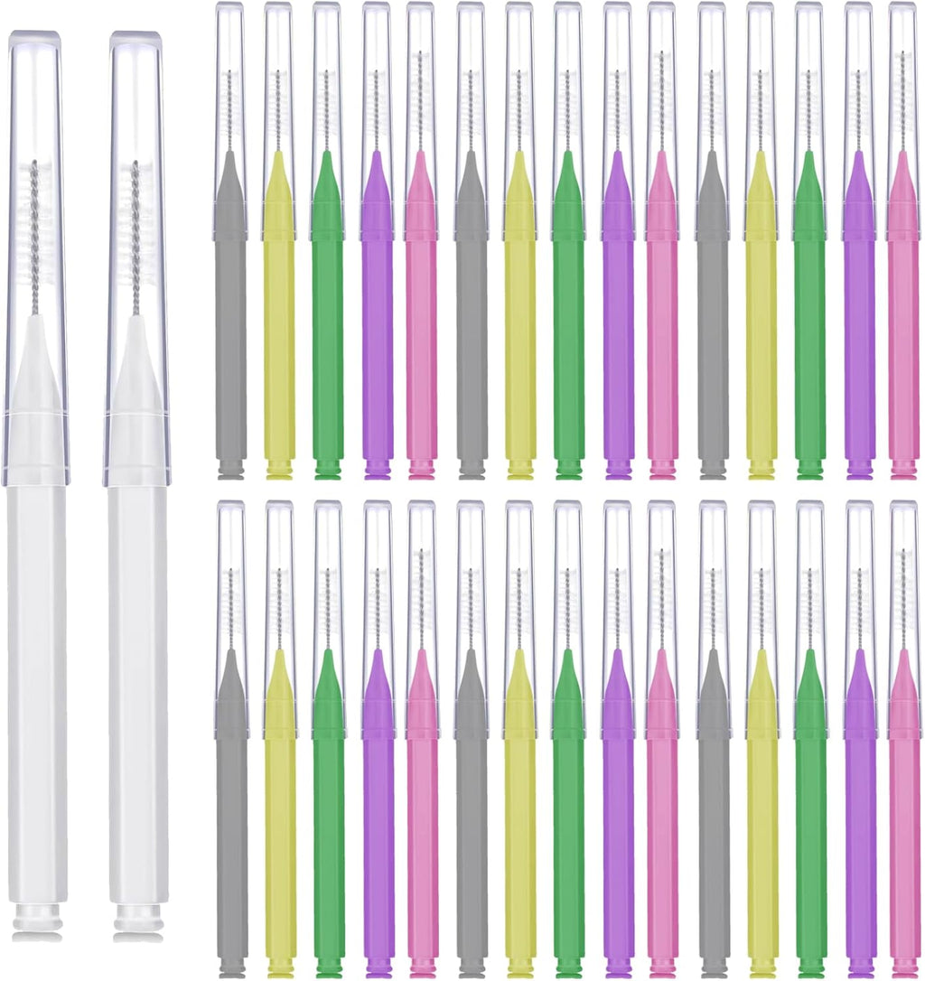 100 Pcs Braces Brush Flossers Interdental Brush Toothpick Dental Tooth Flossing Head Oral Dental Hygiene Flosser Soft Toothpick Tooth Cleaning Tools(Mixed Color)