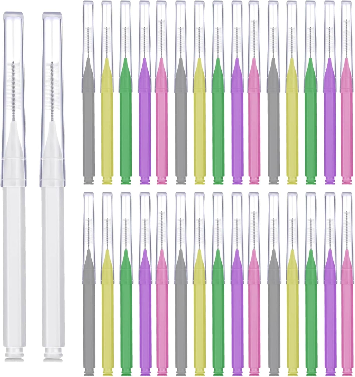 100 Pcs Braces Brush Flossers Interdental Brush Toothpick Dental Tooth Flossing Head Oral Dental Hygiene Flosser Soft Toothpick Tooth Cleaning Tools(Mixed Color)
