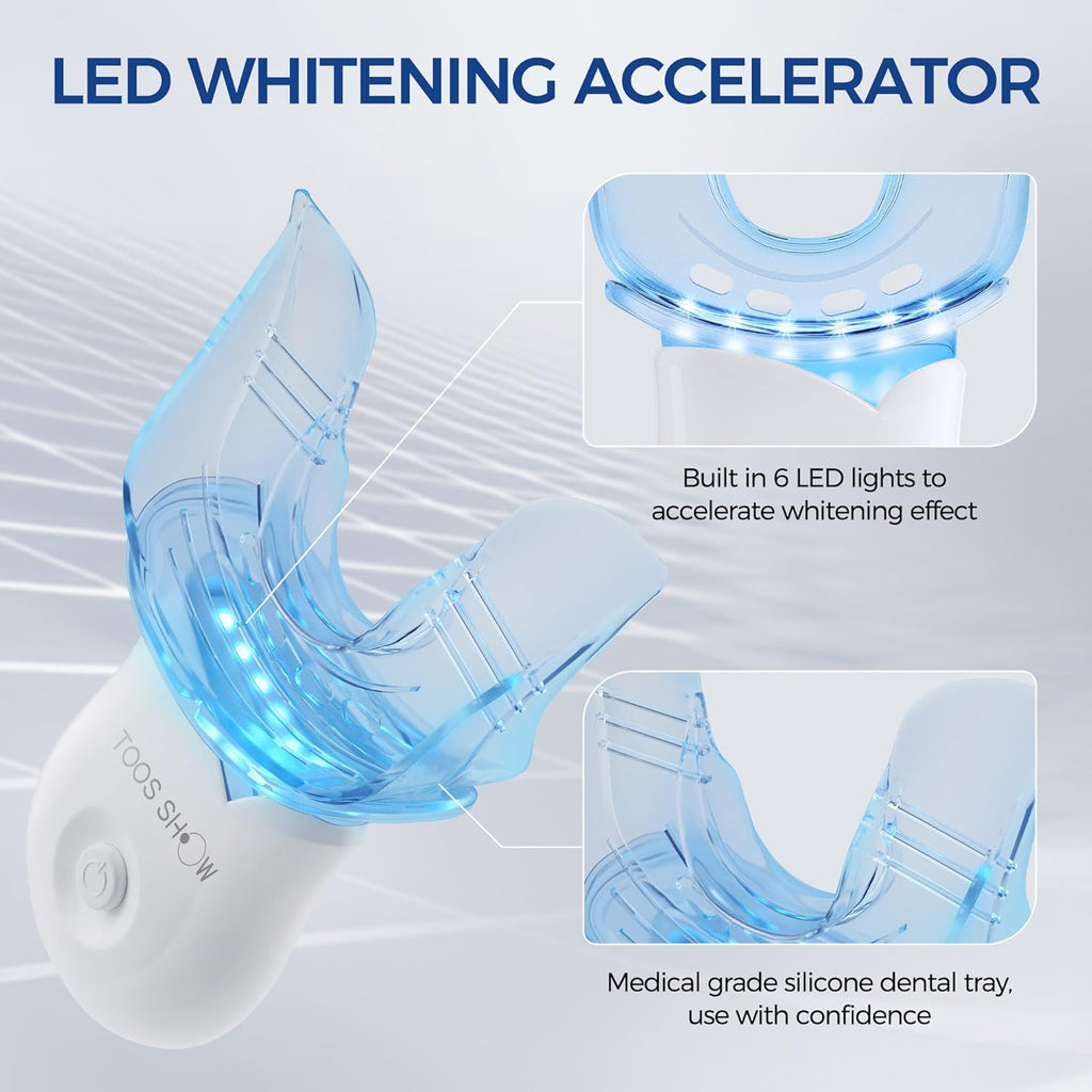 Teeth Whitening Kit for Sensitive Teeth,with 4 Carbamide Peroxide Pen & 1 Remineralization Pen,LED Accelerator Light Non,Tooth Whitener Professional Oral Care Gently Yet Effectively Removes Stains