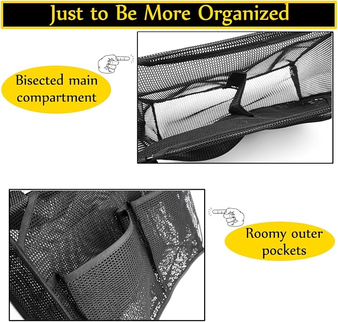 ALYER Mesh Shower Caddy, Bath Organizer with Adjustable Hanging Straps, Multipurpose Storage Bag for College,Camp,RV, Travel and Gym (Black)