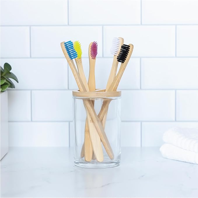 The Humble Co Bamboo Toothbrushes, 5 Pack - Soft Bristles Natural Bamboo Toothbrush - BPA Free Soft Bristles for Sensitive Gums - Non-Toxic & Plastic Free Handle - Dental Oral Care & Hygiene