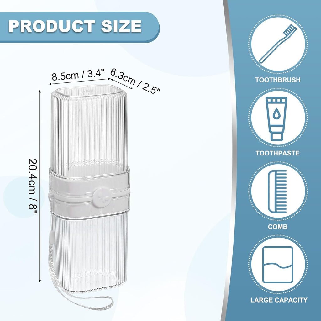 uxcell 1Pcs Travel Toothbrush Case, Portable Travel Toothbrush Holder with Cover, Toothbrush and Toothpaste Container for Bathroom, Gym,Business Trip, Camping (White)