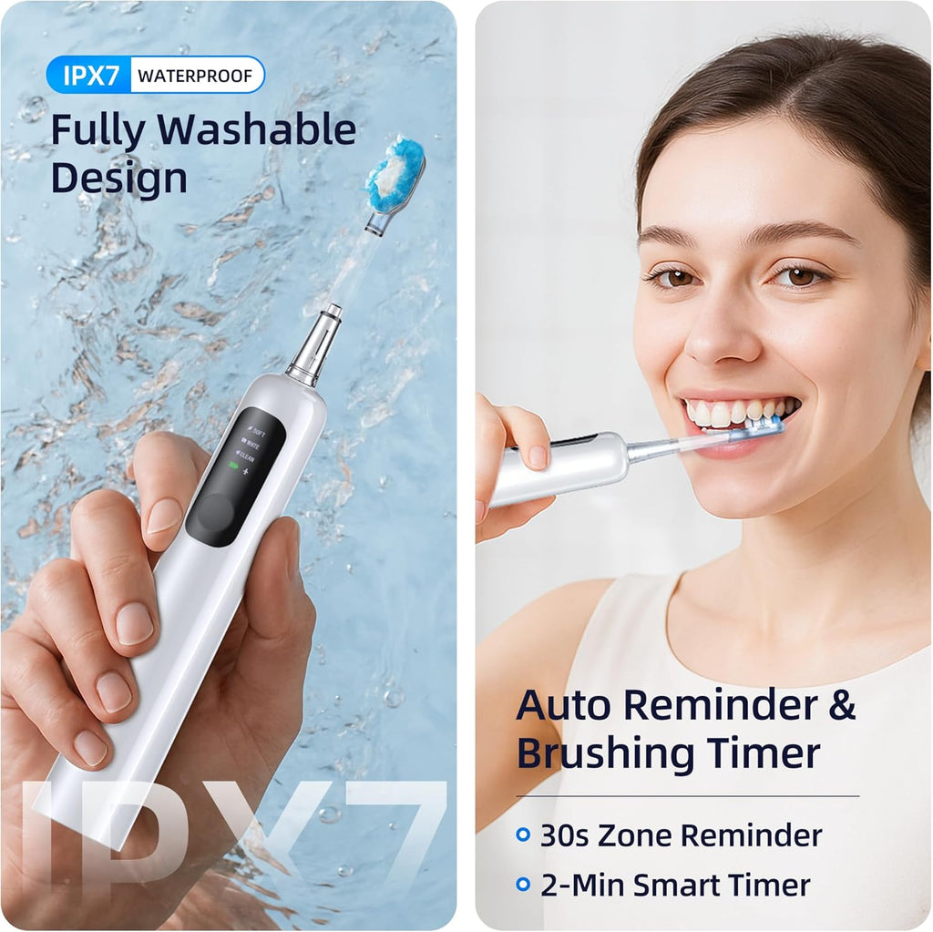 SYNHOPE 60° Oscillating Sonic Toothbrush - 33K RPM Power Clean, Unique 60° Swing Amplitude, 3 Brush Heads, IPX7 Waterproof - Teeth Whitening & Gum Health Boost