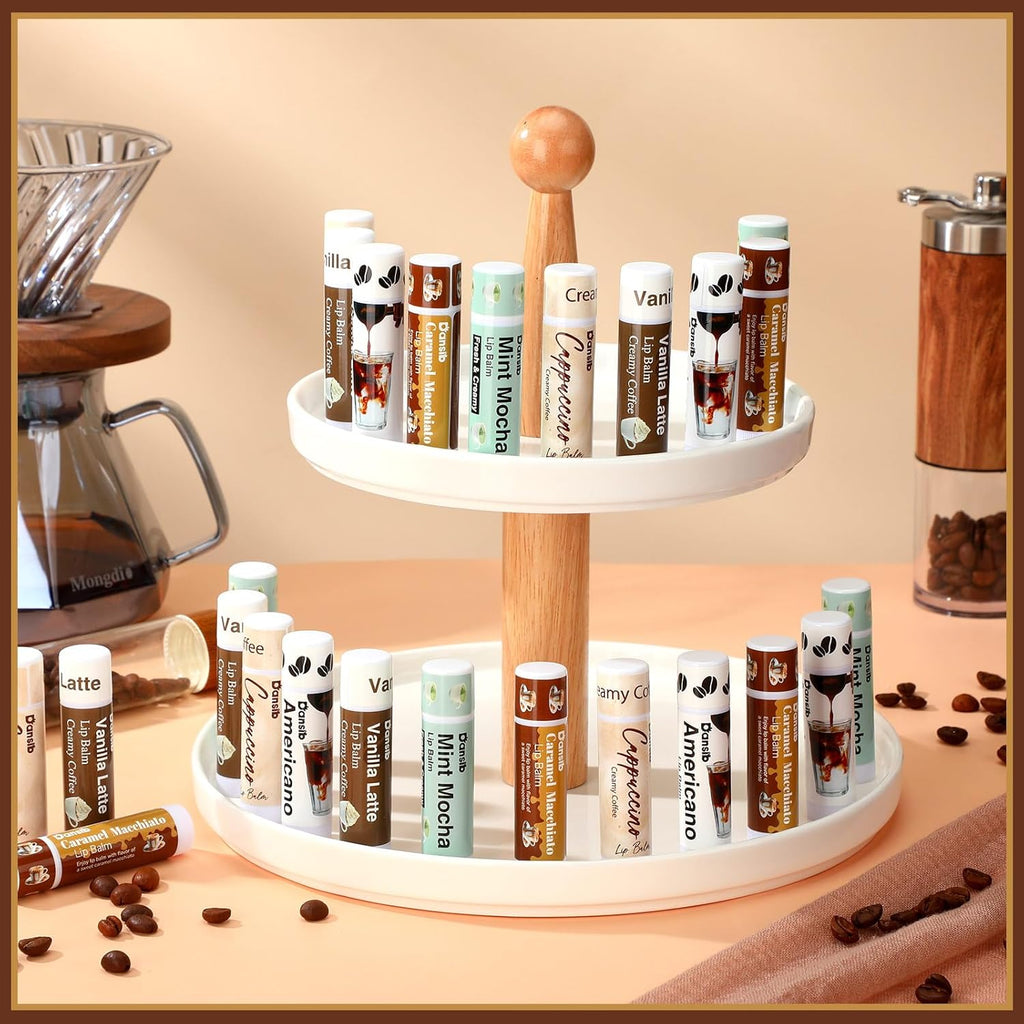 50 Pack Christmas Coffee Flavor Lip Balms Favors Bulk Coffee Lovers Gifts Cocoa Bar Party Favors Vanilla Latte Christmas Party Gifts Stocking Basket Stuffers for Women Men