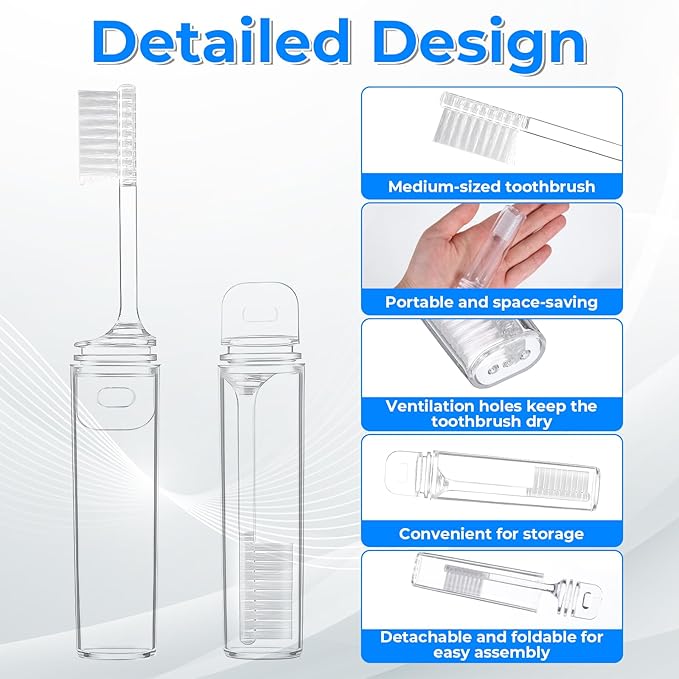 8 Pieces Travel Toothbrush Set, Mini Soft Portable Toothbrushes, Folding Traveling Tooth Brush with Case, Small Individually Wrapped Toothbrushes for Home Camping Hiking