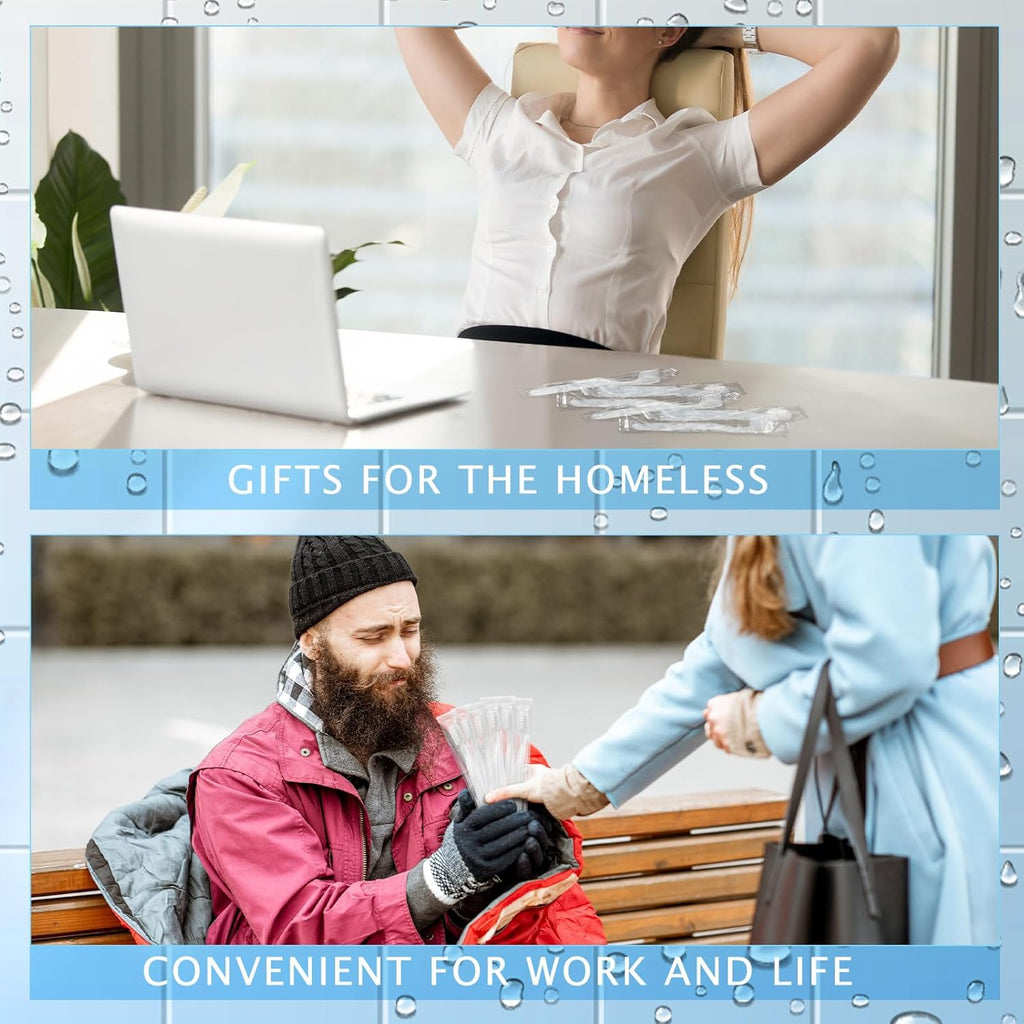 Tioncy 60 Pack Prepasted Disposable Toothbrushes Individual Wrapped Toothbrushes Soft Bristle Travel Toothbrush Single Use Wrapped for Hotel, Camp, Travel and Gift for The Homeless (White)