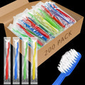 Tioncy 200 Pack Prepasted Disposable Toothbrushes Individual Wrapped Toothbrushes Soft Bristle Travel Toothbrush Single Use Wrapped for Hotel, Camp, Travel and Gift for The Homeless (Dopamine Colors)