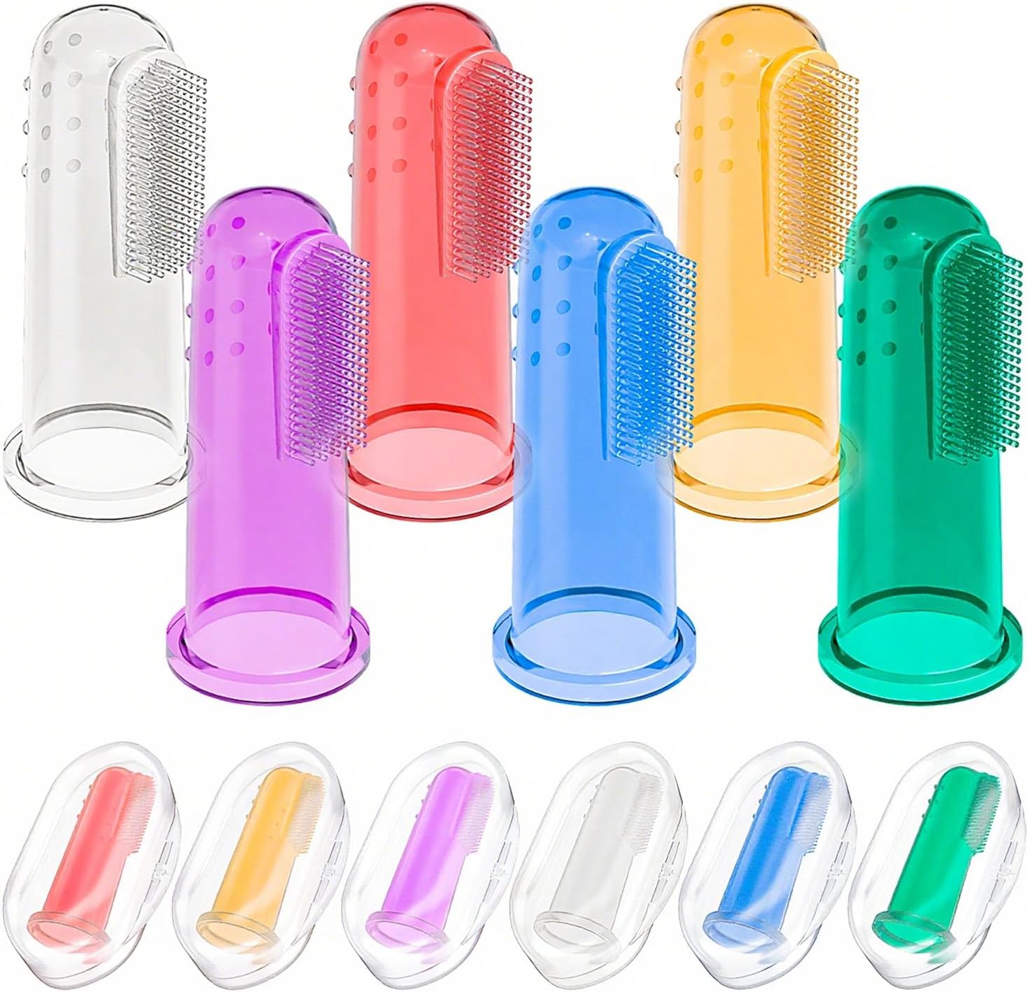 Baby Toothbrush Set, 6 Pcs Soft Infant Finger Toothbrush with 6 Boxes, Newborns Toddler Silicone Baby Tooth Brush 0-6 Months 6-12 Months
