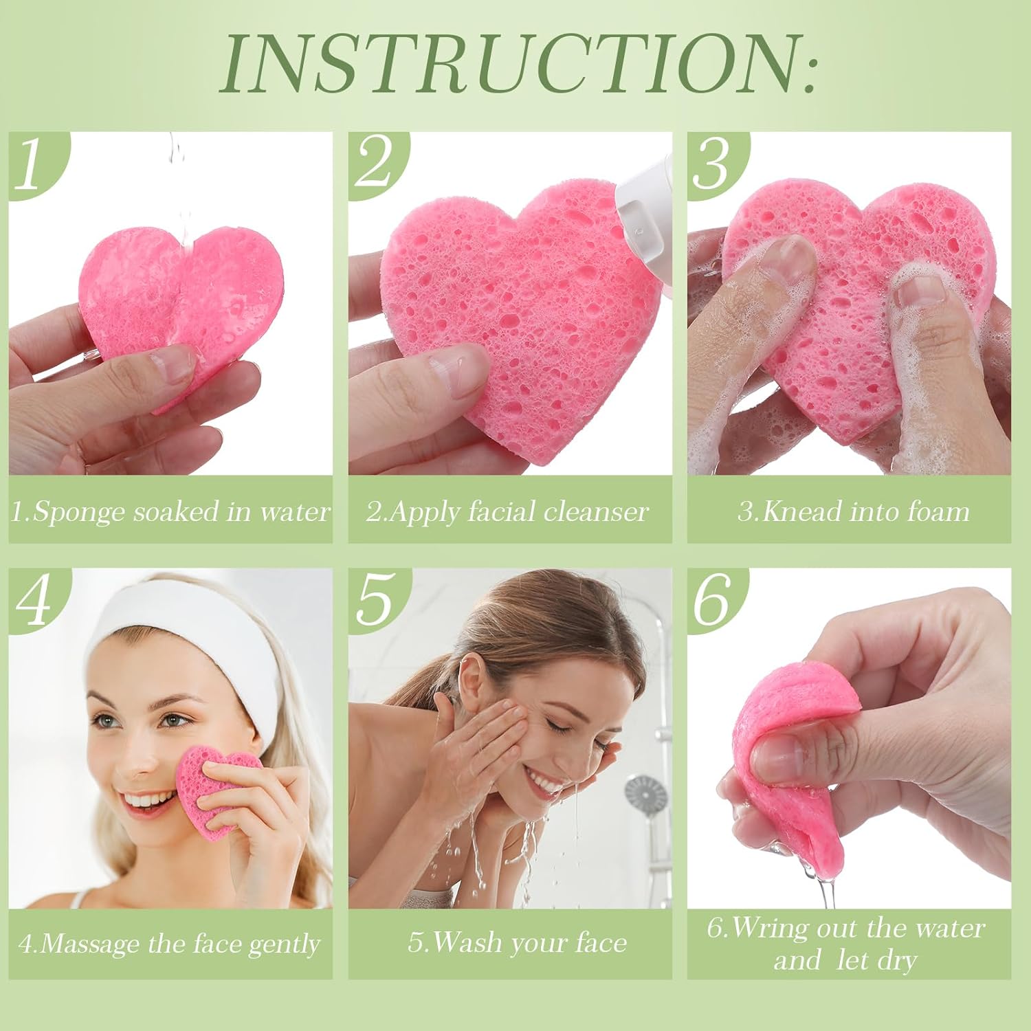 Sieral 120 Pcs Compressed Facial Sponges with Container Disposable Face Sponge Pads for Washing Face Cleansing Exfoliating Esthetician Makeup Removal(Heart,Pink, White, Black)