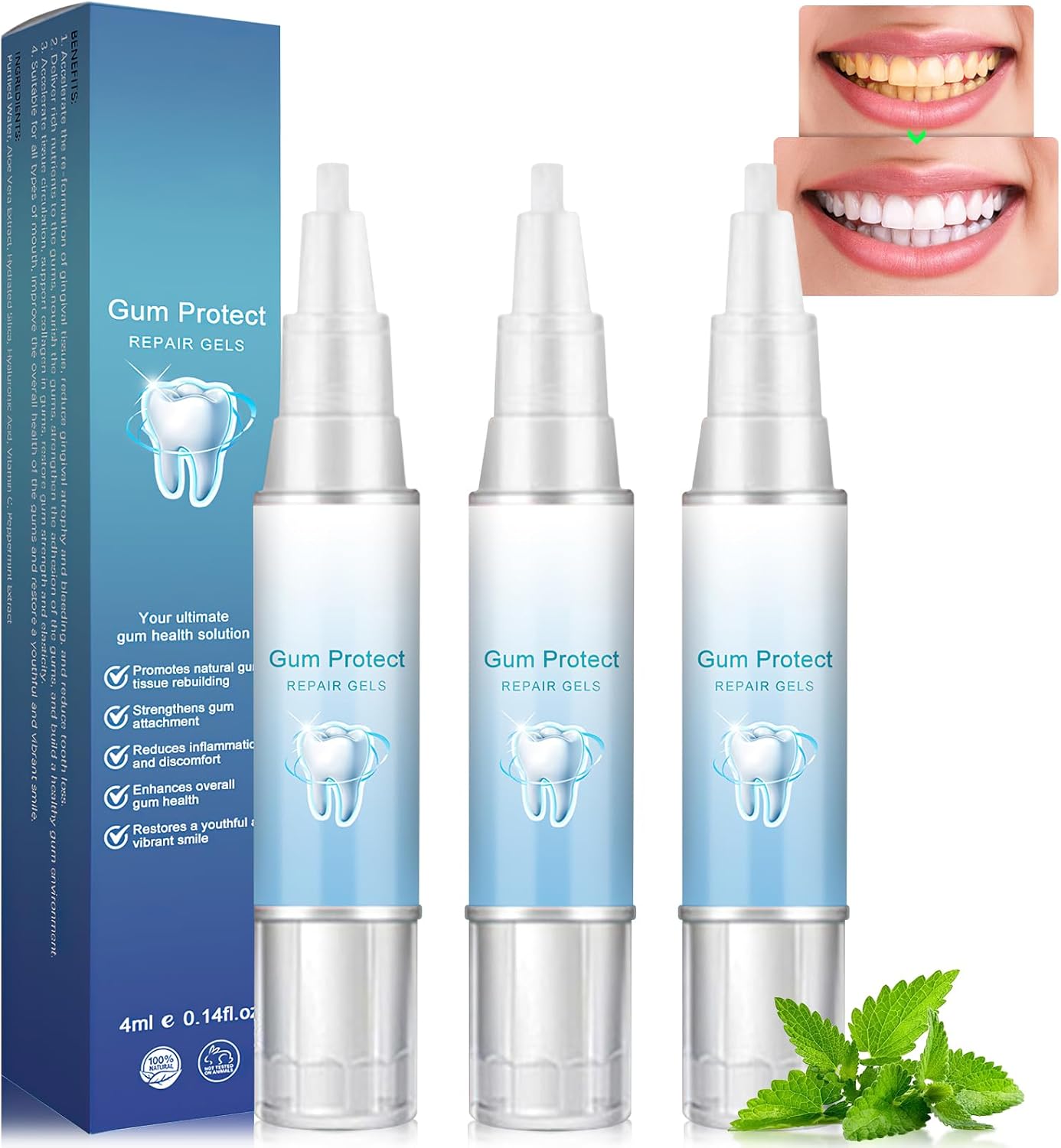 Neslemy Gum Gel,Neslemy Gum Shield Therapy-Gel,Teeth Whitening Gums Instant Soothing Gels,Dentizen Gum- TherapyGel,Instant Tooth Whitening Pens for Oral Care (3PCS)