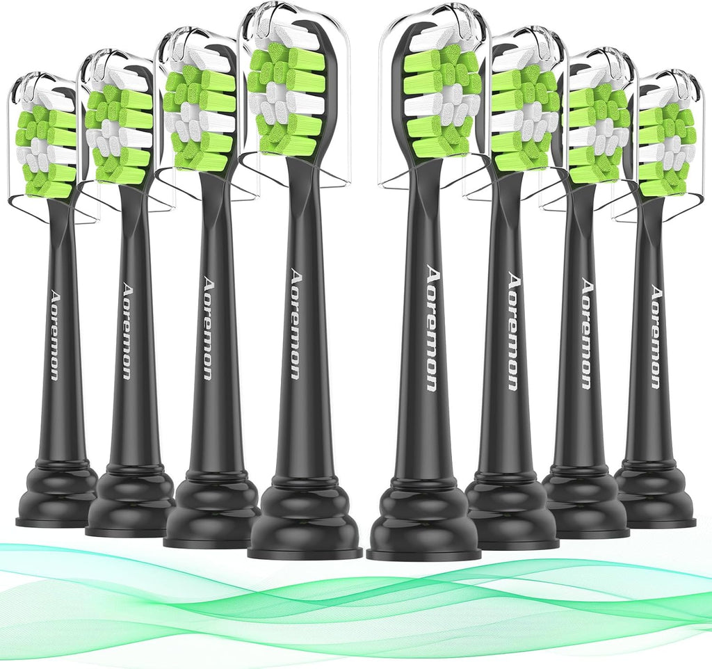 Replacement Toothbrush Heads for Philips Sonicare diamondclean Electric Toothbrush Heads Compatible with Sonicare 4100 5100 5300 6100 c2 c1 c3 w Snap-on Electric Tooth Brush Handle,8 Count, Black