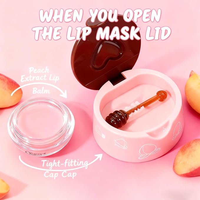 8 PCS Bee Lip Balm Honey Pot, Strawberry, Watermelon, Apple Lime, Cherry, Mint, Grapes & Peach Flavors Honey Sleeping Lip Balm Bulk, Moisturizing Lip Mask Overnight Reduces Lip Lines, Cracked Lip Care