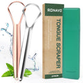 RONAVO Tongue Scraper for Adults, Two Colors Designed for Couples, Cure Bad Breath, Tongue Cleaners Stainless Steel, Metal Tongue Scrapers for Oral Care & Hygiene (2 Pack)