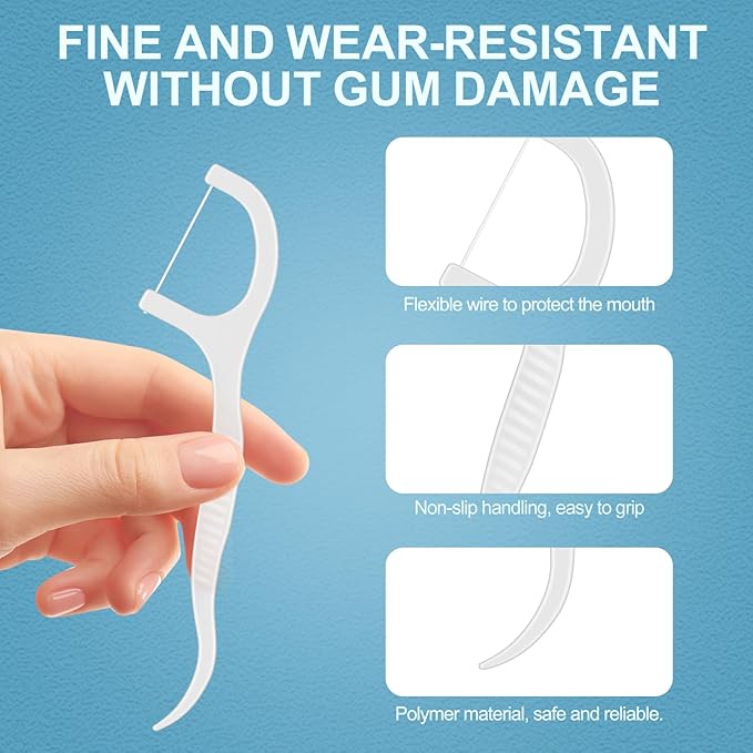 100 Count Dental Floss Picks, Easy Grip Handle Floss Picks for Teeth with Storage Box, Travel Floss Picks for Teeth Clean & Oral Care
