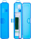 Toothbrush Travel Case 2 Pack, Clear Dark Blue Toothbrush Case HolderTravel Size Plastic Toothbrush Holder Toothpaste Storage Container Portable for Traveling, 7.87 x 1.85 x 1.18”