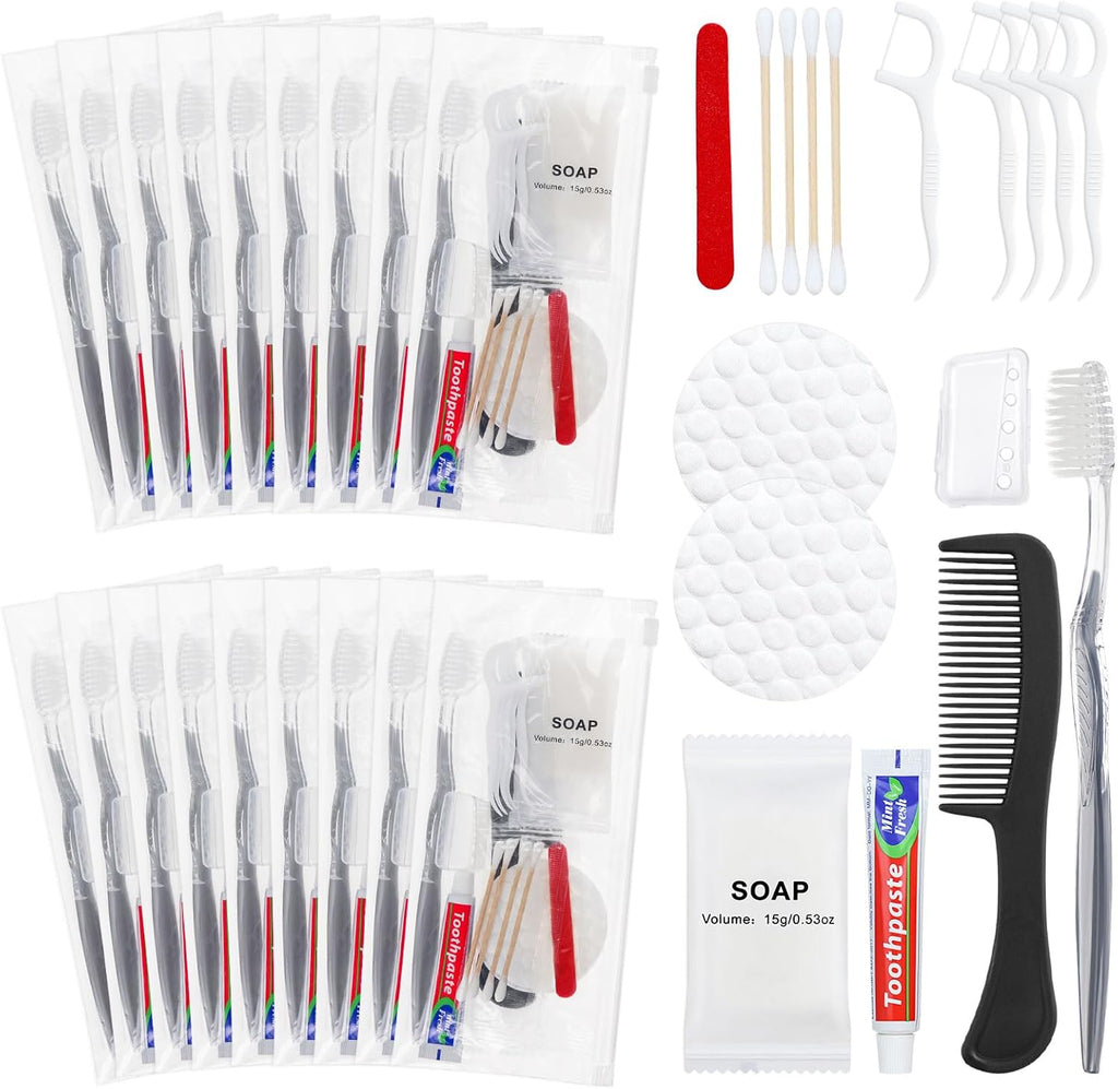Travel Toothbrush Kit, Hygiene Kit Comes in A Double Sealed Individual Package, Personal Hygiene Kit for Hotel, Camping, Home and Travel (10 Set)