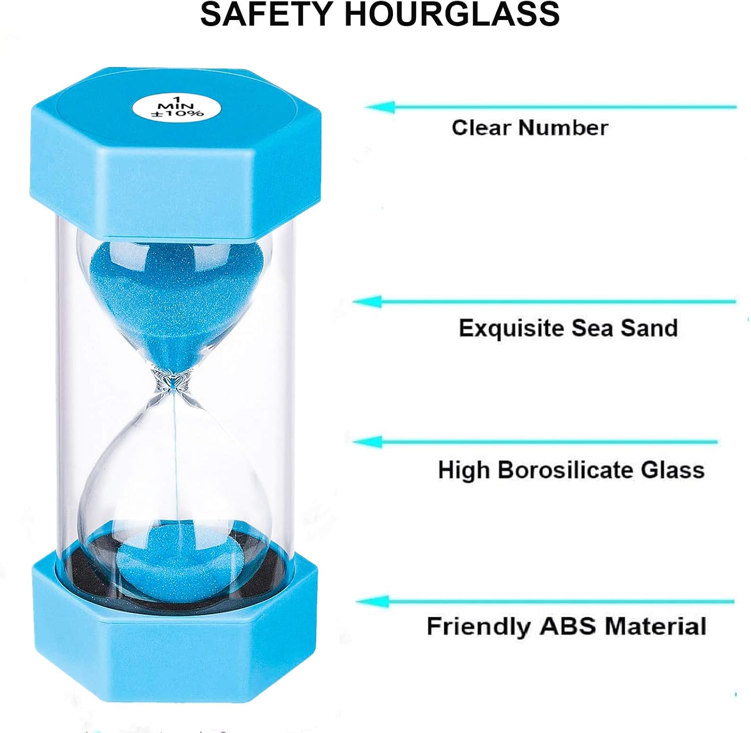 1 Minute Hourglass,Colorful Sand Watch 1 Min,Small Blue Sand Clock one Minute,Plastic Hour Glass Sandglass for Kids,