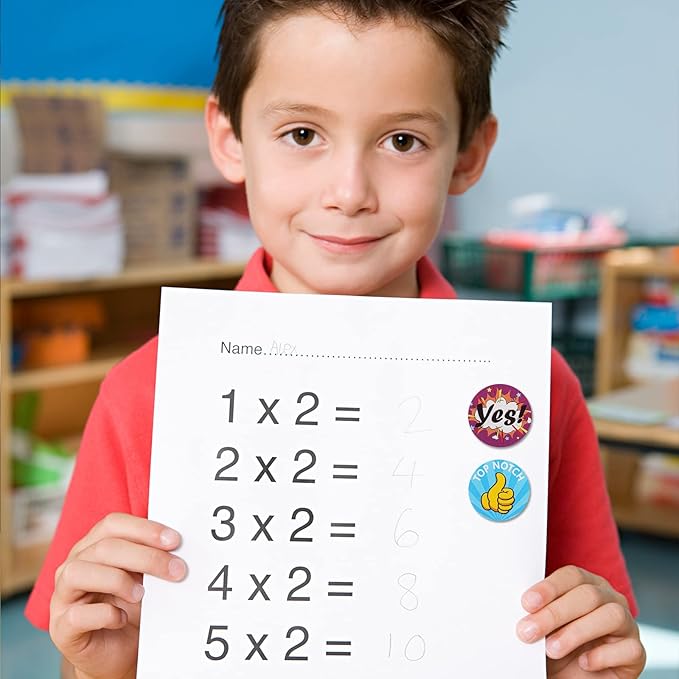 1000 Piece Kids Reward Stickers, Fun Motivational and Praise Kids Stickers to Motivate Responsibility & Good Habits,Teacher Supplies for Classroom (1" and 2 Rolls)