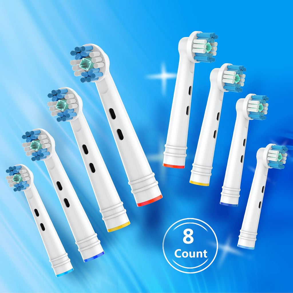 Replacement Brush Heads Compatible with Oral B Electric Toothbrushes, 8 Count, Polishing Cup, Replace 3D White Head, Refills for Braun Model 3756 3757 3765 4729 DB4010
