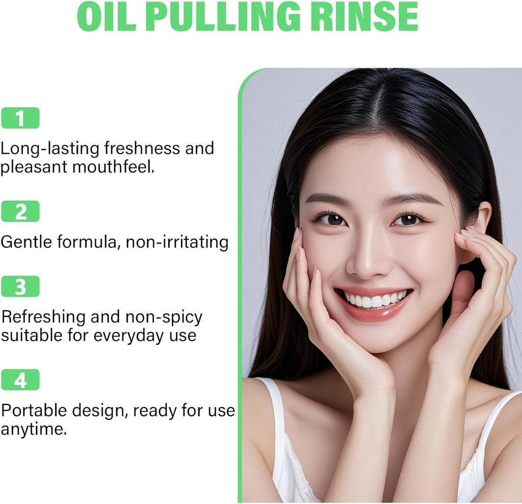 Spearmint Oil Pulling Rinse - Cold-Pressed Coconut Oil mouthwash - Pressed Coconut Mouthwash for Teeth Whitening-for Teeth and Gums, Pure Mouthwash Mint Freshness (1pc)