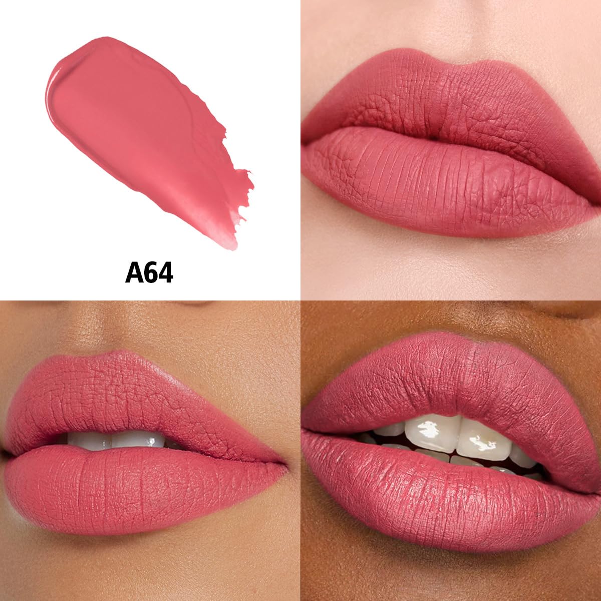 Pink Red Lipstick Long Lasting Lipsticks for Women Pigmented Smudgeproof Transferproof Vegan Cruelty Free Lip Makeup, A64 Epic