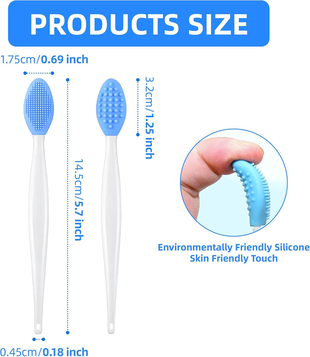 10pcs Lip Scrub Brush,Lip Scrubber Exfoliator with Silicone Facial Cleansing Brush,Double-Sided Silicone Lip Exfoliating Tool,Nose Clean Blackhead Removal for Smooth,Soft,Bright,and Healthy Lips