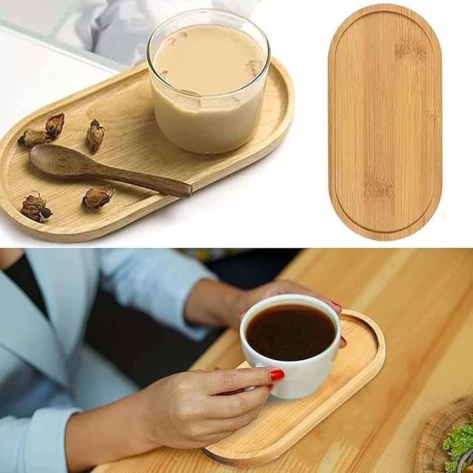 2PCS Bamboo Bathroom Trays - Suitable for The Bathroom,Kitchen,Breakfast Tray and Decorative Tray (6.88 in * 3.46 in)