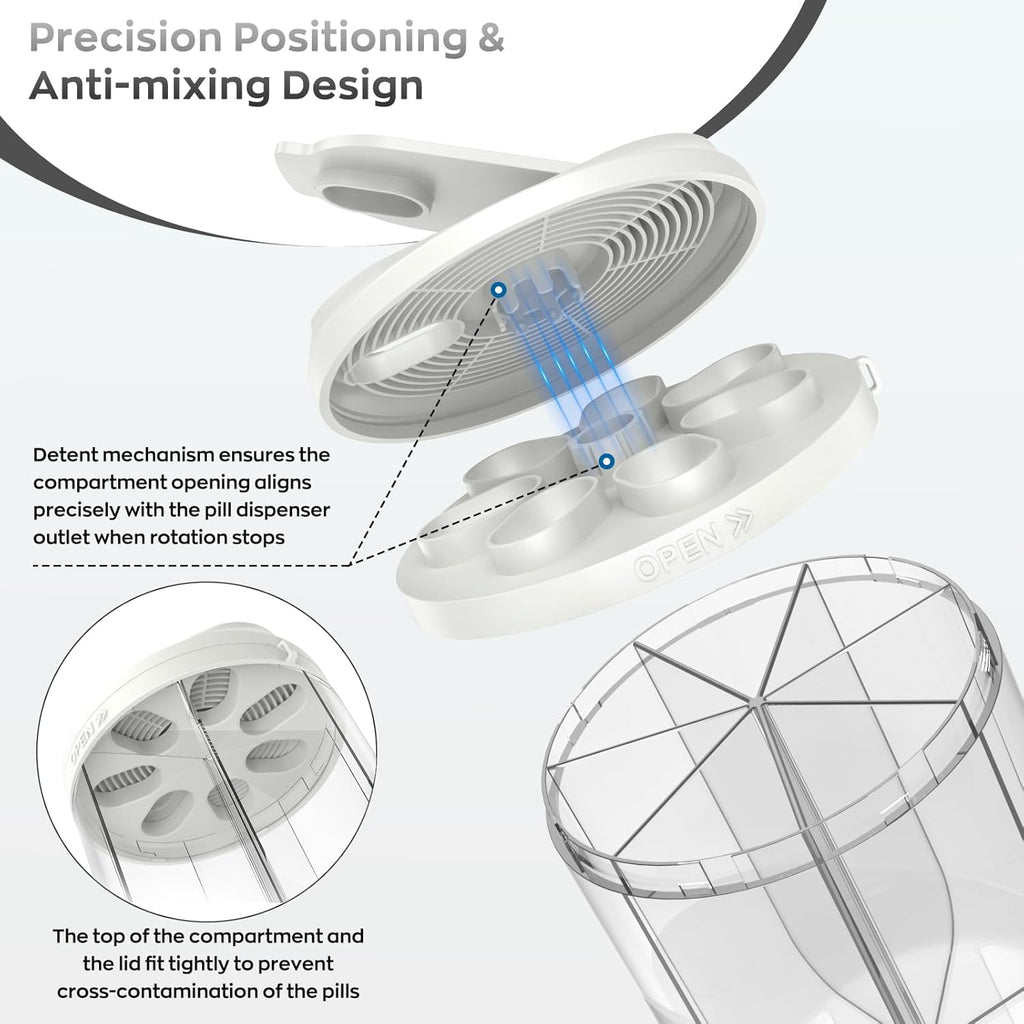 Pill Dispenser with 7 Large Compartments, Pill Organizer for Travel, Supplement Organizer with Anti-Mixing Design, BPA-Free Pill Container with 20 Pcs Labels, Beige