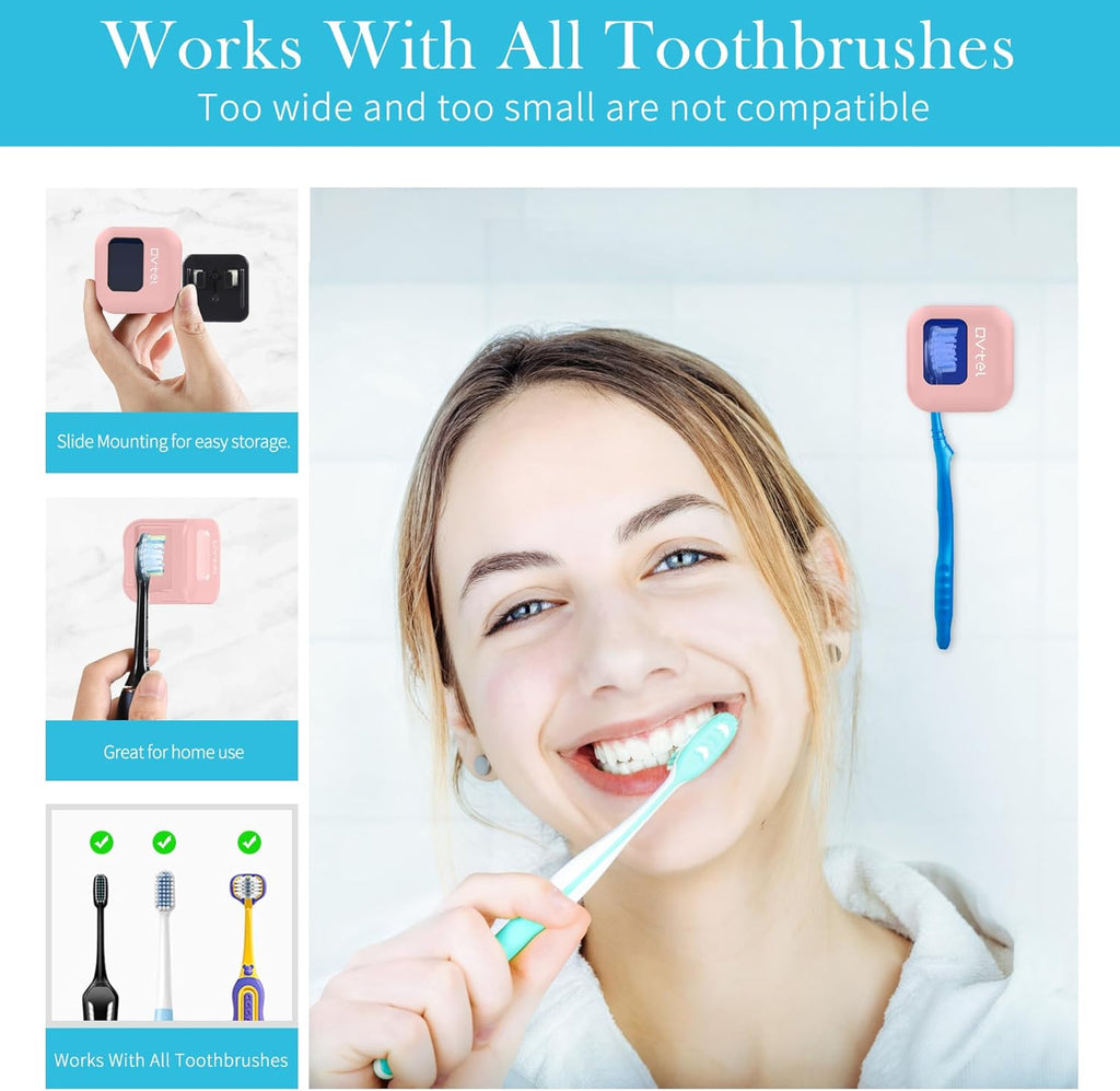 Wall Mounted Toothbrush Holder & Toothbrush Cleaner, Toothbrush Case - Manual/Electric Toothbrush Cover for Any Toothbrush Head - Rechargeable Toothbrush Travel Case with Cover, Clean for Home, Travel