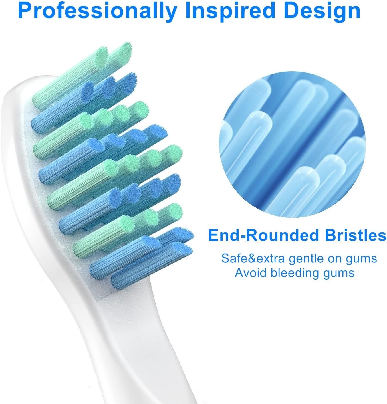 Electric Toothbrush Heads Compatible with TEETHEORY Sonic and Fairywill - Replacement Brush Heads Compatible with FW-507/508/551/610/659/719/909/917/959,FW-D1/D3/D5/D7/D8, 10 Pack, White