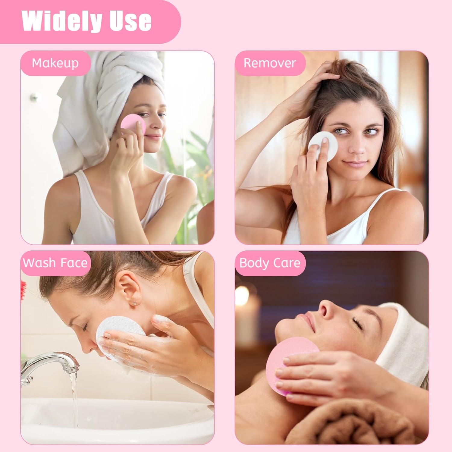 120 Pcs Facial Sponge Compressed, Luxiv Face Cleansing Sponge Estheticians Compressed Makeup Facial Sponge Round Wash Face Sponges for Women Compress Exfoliating Removal Sponge (White+Pink)