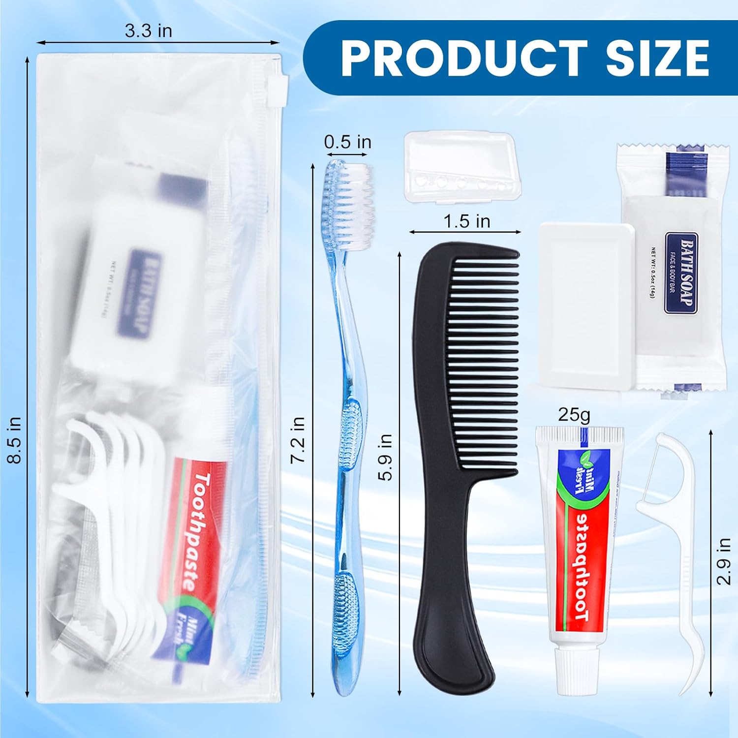 10 Sets Personal Hygiene Kit Bulk, Disposable Toothbrushes with Toothpaste Floss Comb Soap and Cover, Toiletry Kits Homeless Supplies Bulk for Women,Men,Travel,Homeless