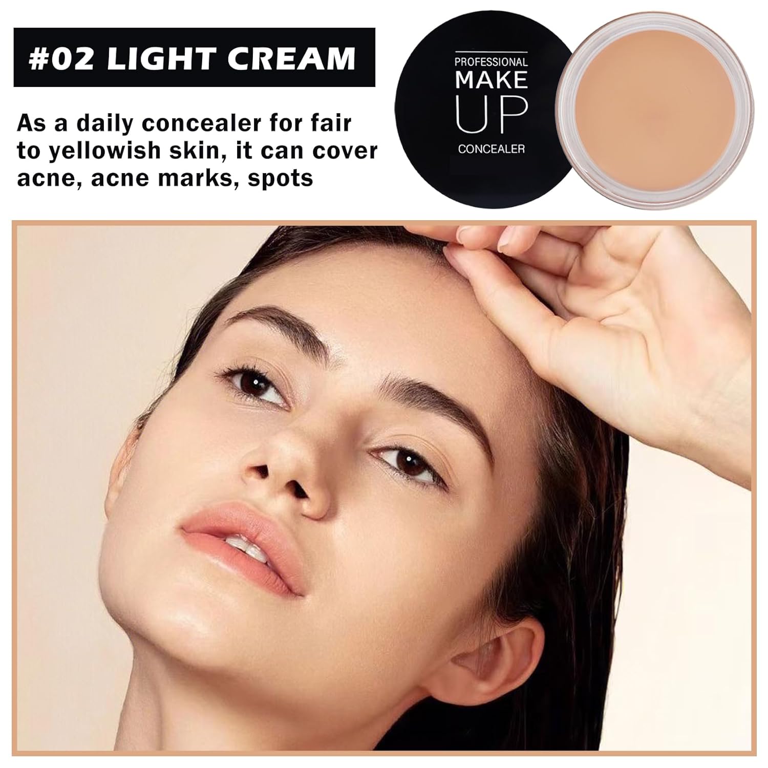 Under Eye Concealer for Dark Circles Color Corrector Pro Full Coverage Concealer de oieras Long-lasting Cover up Makeup -02 LIGHT CREAM