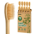 Bamboo Toothbrushes Soft Bristles 10 Pack, Biodegradable BPA Free Soft Bristles Toothbrushes for Adult, Eco-Friendly, Natural Wooden Organic Toothbrush