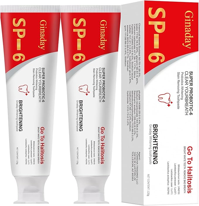 2Pcs SP-6 Probiotic Toothpaste,Deep Cleaning Care Fresh Breath Ultra Whitening Toothpaste.