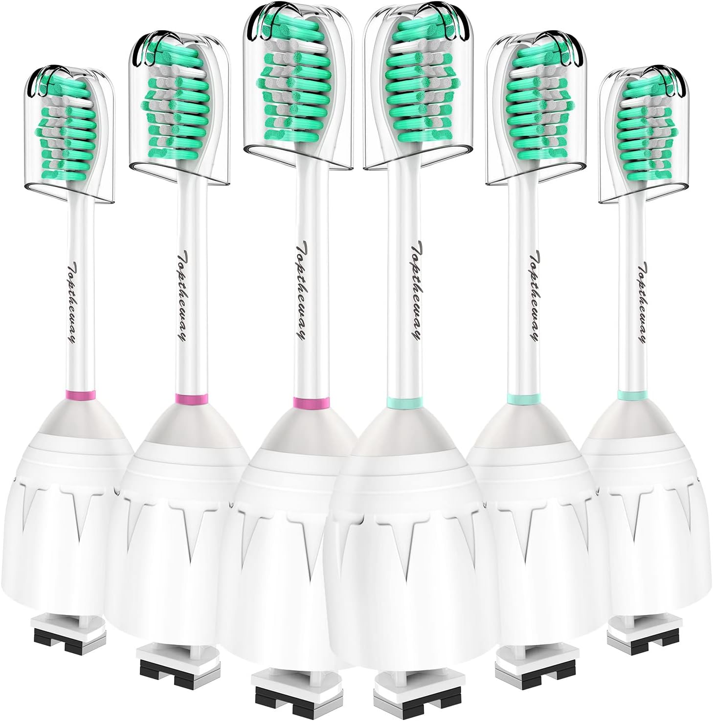 Toptheway Replacement Brush Heads Compatible with Sonicare E-Series Essence Xtreme Elite Advance and CleanCare Screw-On Toothbrush Handles 7022/66, 6 Pack