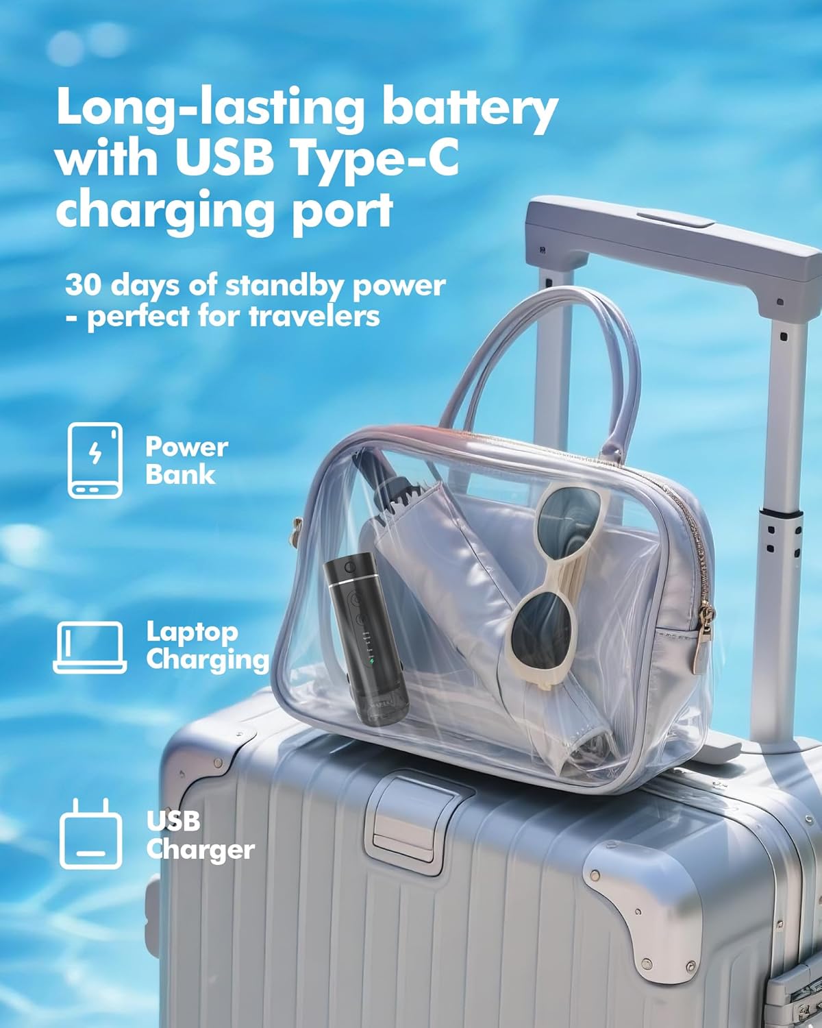 Water Flosser Travel Mini Cordless Portable: 5 Modes Water Dental Floss with Telescopic Water Tank, 4 Tips, IPX7 Waterproof Oral Irrigator for Teeth Cleaning, Orthodontic, Braces Dental Care