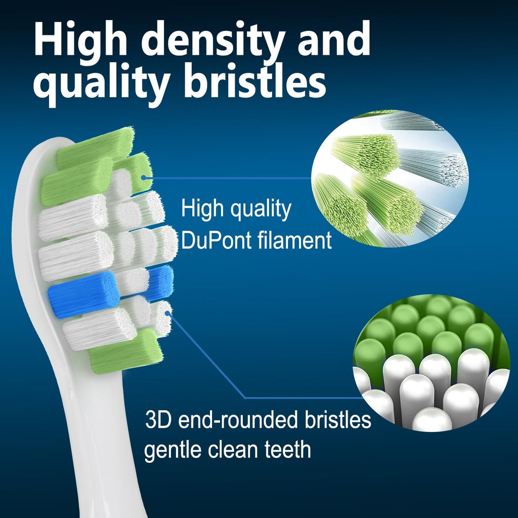 Replacement Toothbrush Heads Compatible with Philips Sonicare ProtectiveClean 4100 5100 5300 6100 Electric Toothbrushes, W Replacement Head for Sonicare, Black/White, 8 Count