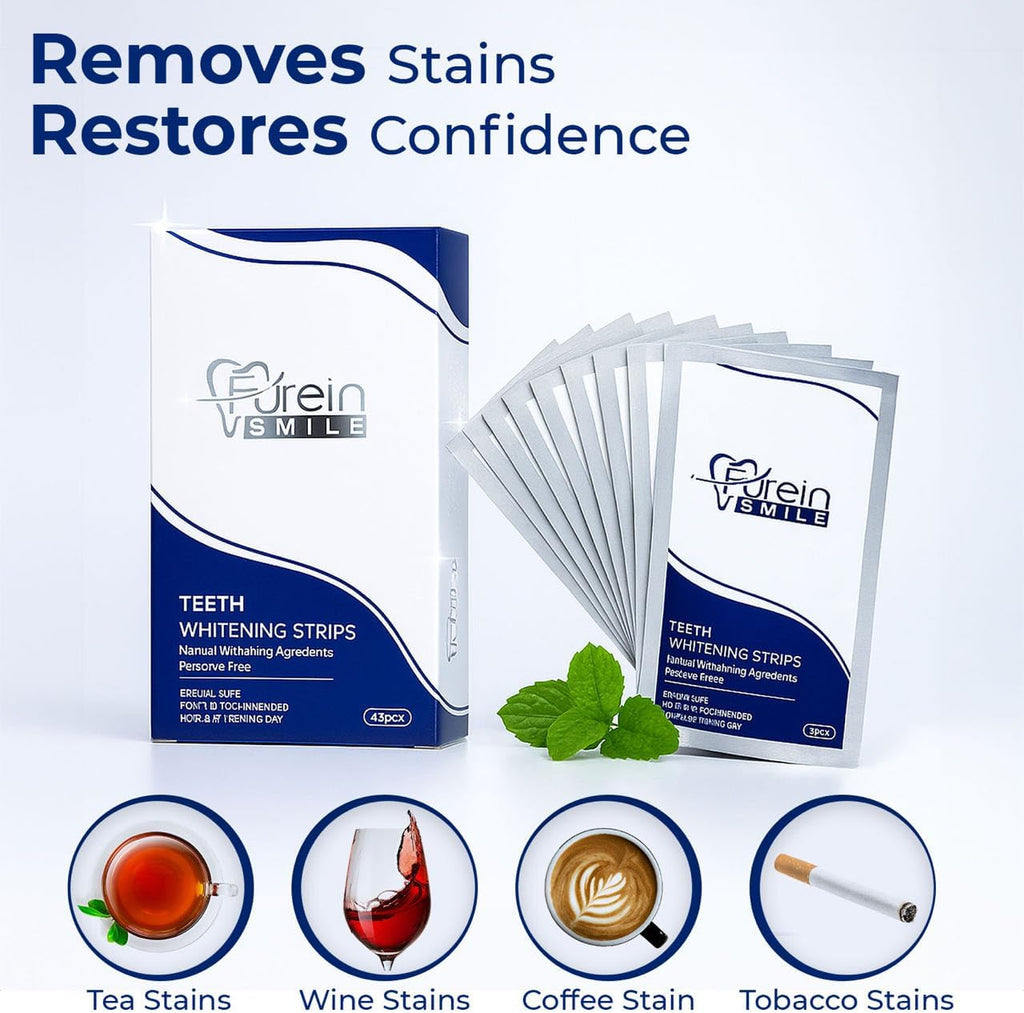 Teeth Whitening Strips, Mint Flavour Whitening Strips with Peroxide Free Formula -Gentle Dental Care & Fresh Breath - Pack of 42(21days Treatments)