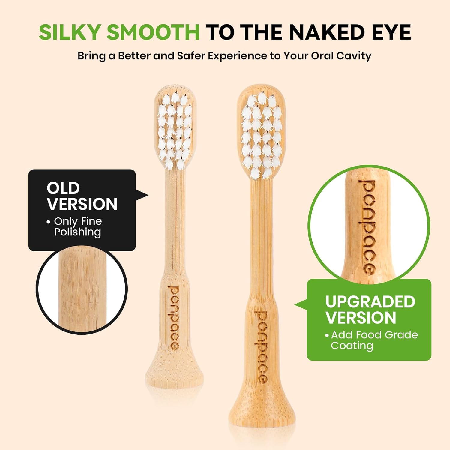 Bamboo Toothbrush Heads Compatible with Philips One by Sonicare, Extra Soft Castor-Oil Bristles for Sensitive Teeth, Eco-Friendly & Gentle Cleaning