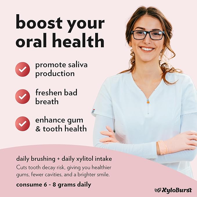 Focus Nutrition, XyloBurst Sugar-Free Xylitol Mint Candy Jars, Berry Mints, 60 Pieces Per Jar - Pack of 8