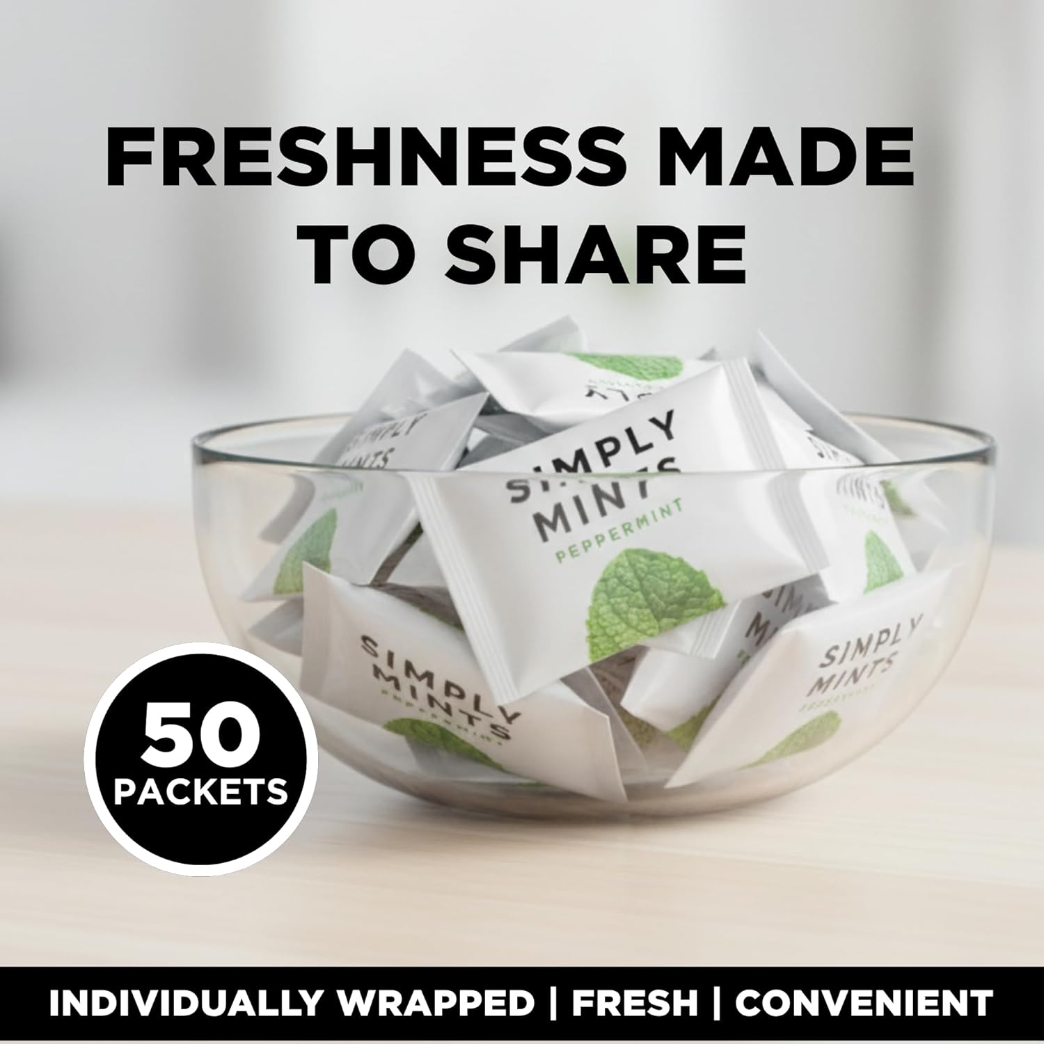 SIMPLY Peppermint Breath Mints, Individually Wrapped Breath Mints in Bulk, 50 Packets (2 per Packet) | Perfect for Office, School, Travel, Party Favors, Restaurants & Hospitality