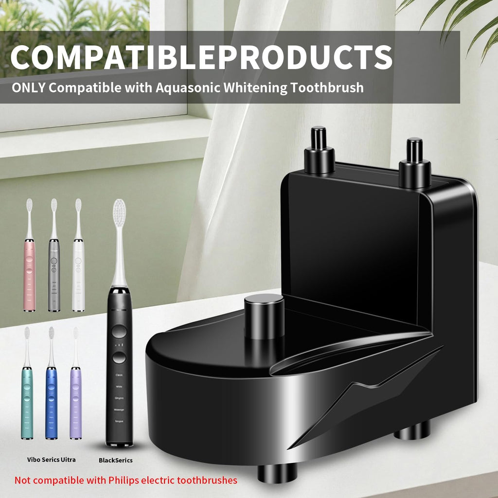 Electric Toothbrush Charger for AquaSonic Electric Toothbrush, Wireless Wall Charger for AquaSonic Black Series/AquaSonic Vibe Series Toothbrush, Save Space/Waterproof/Portable (Black)