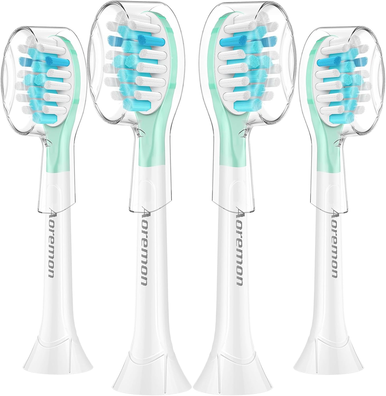 Aoremon Replacement Heads for Sonciare C3: Toothbrush Heads fit for Philips Sonicare 2 Series 3 Series ProtectiveClean DiamondClean FlexCare HealthyWhite 4100 5100 6100 G3 W3 C2 G2 C1, 4 Count,White